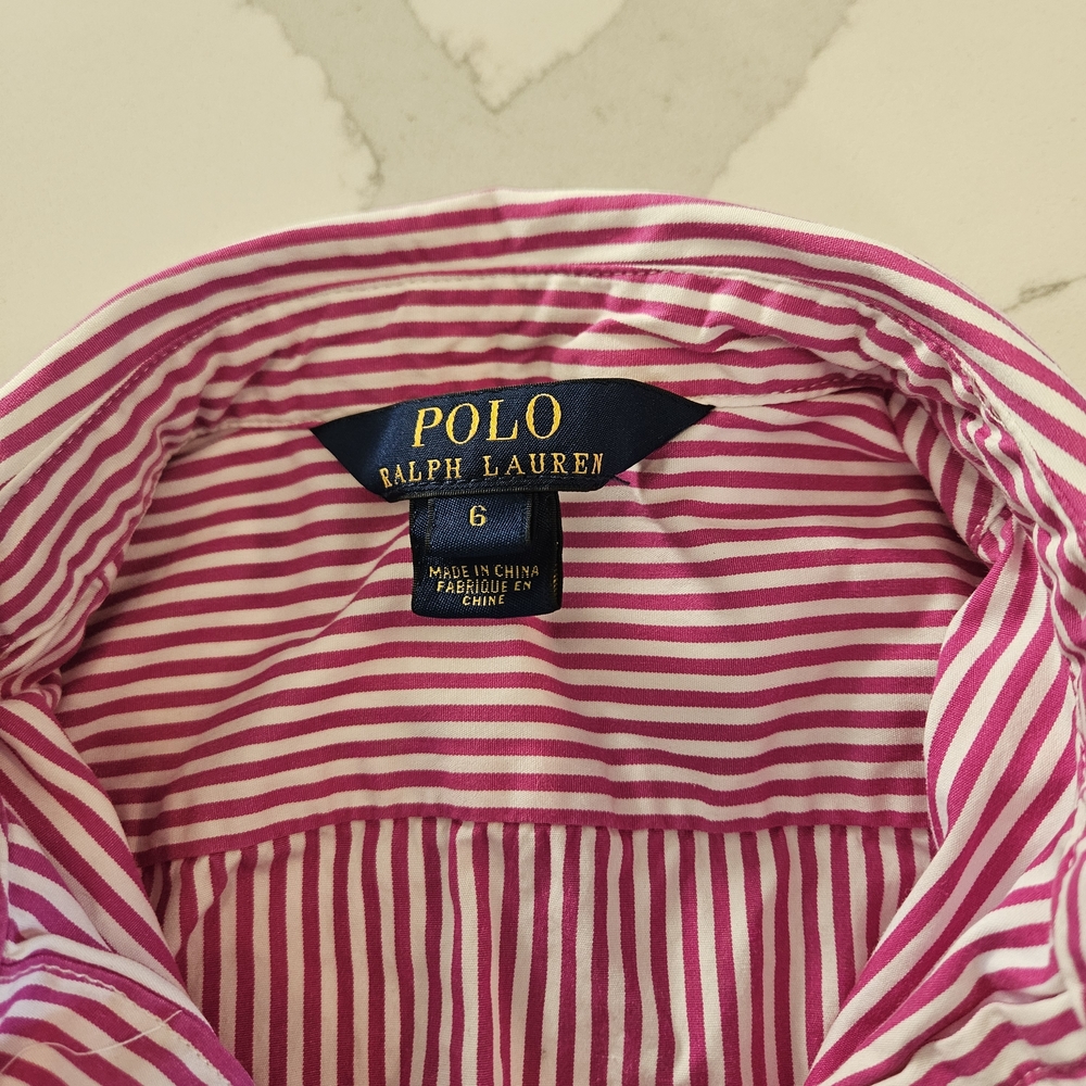Polo Ralph Lauren Striped Pink Girls Dress with Belt Long Sleeves - Picture 3 of 7